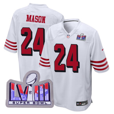 Jordan Mason San Francisco 49ers SBLVIII White 2nd Alternate Game Jersey - All Stitched