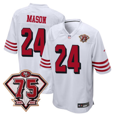Jordan Mason San Francisco 49ers 75th Anniversary White 2nd Alternate Game Jersey - All Stitched