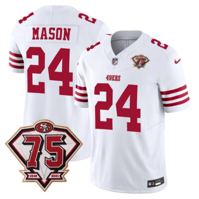 Jordan Mason San Francisco 49ers 75th Anniversary White Vapor F.U.S.E Limited Jersey - All Stitched