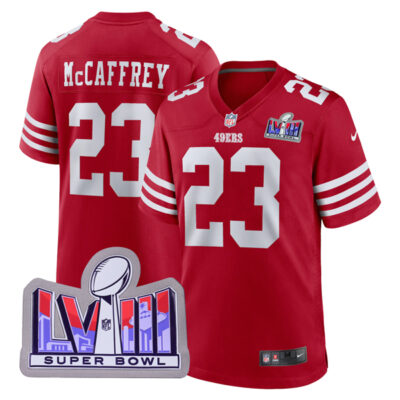 Christian McCaffrey San Francisco 49ers SBLVIII Scarlet Game Jersey - All Stitched