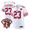Christian McCaffrey San Francisco 49ers 75th Anniversary White Game Jersey - All Stitched