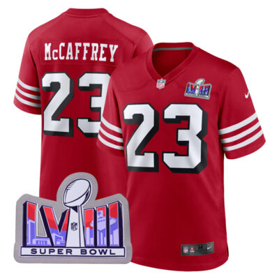 Christian McCaffrey San Francisco 49ers SBLVIII Scarlet Alternate Game Jersey - All Stitched
