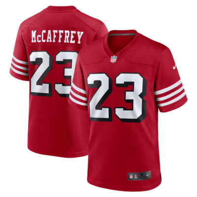 Christian McCaffrey San Francisco 49ers Scarlet Alternate Game Jersey - All Stitched