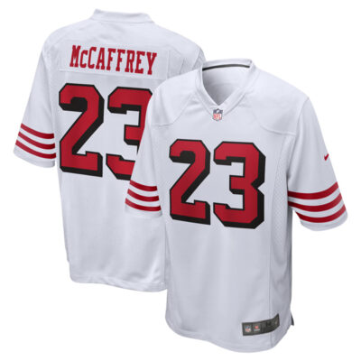 Christian McCaffrey San Francisco 49ers White 2nd Alternate Game Jersey - All Stitched