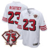 Christian McCaffrey San Francisco 49ers 75th Anniversary White 2nd Alternate Game Jersey - All Stitched