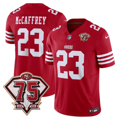 Christian McCaffrey San Francisco 49ers 75th Anniversary Scarlet Vapor F.U.S.E Limited Jersey - All Stitched