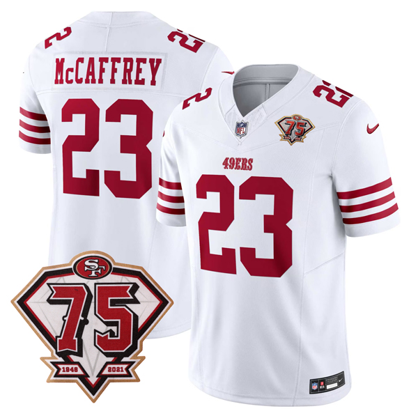 Christian McCaffrey San Francisco 49ers 75th Anniversary White Vapor F.U.S.E Limited Jersey - All Stitched