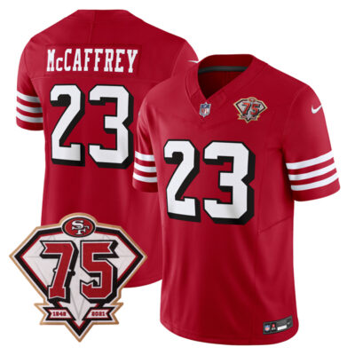 Christian McCaffrey San Francisco 49ers 75th Anniversary Scarlet Alternate Vapor F.U.S.E Limited Jersey - All Stitched