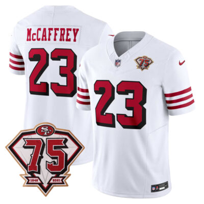 Christian McCaffrey San Francisco 49ers 75th Anniversary White 2nd Alternate Vapor F.U.S.E Limited Jersey - All Stitched