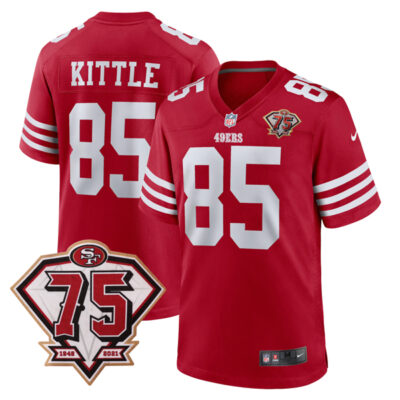 George Kittle San Francisco 49ers 75th Anniversary Scarlet Game Jersey - All Stitched