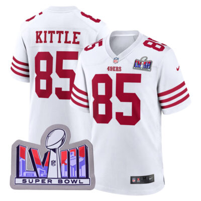 George Kittle San Francisco 49ers SBLVIII White Game Jersey - All Stitched
