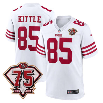 George Kittle San Francisco 49ers 75th Anniversary White Game Jersey - All Stitched