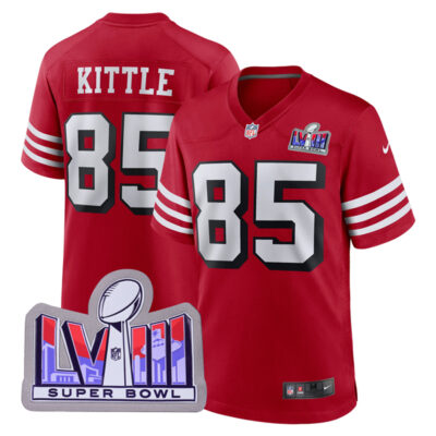 George Kittle San Francisco 49ers SBLVIII Scarlet Alternate Game Jersey - All Stitched