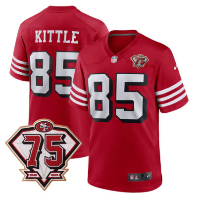 George Kittle San Francisco 49ers 75th Anniversary Scarlet Alternate Game Jersey - All Stitched