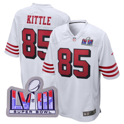 George Kittle San Francisco 49ers SBLVIII White 2nd Alternate Game Jersey - All Stitched