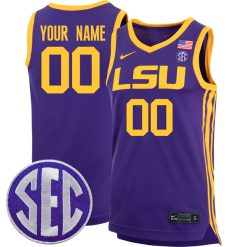 Custom LSU Tigers Basketball Purple Game Jersey - All Stitched