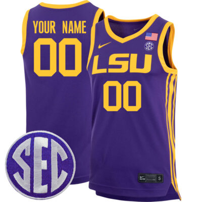 Custom LSU Tigers Basketball Purple Game Jersey - All Stitched