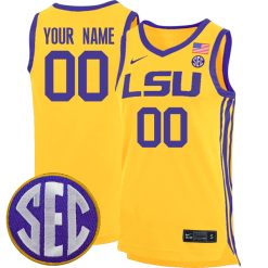 Custom LSU Tigers Basketball Gold Game Jersey - All Stitched