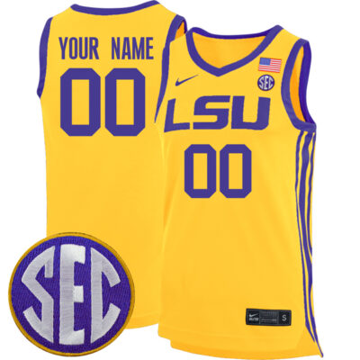 Custom LSU Tigers Basketball Gold Game Jersey - All Stitched
