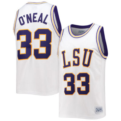 Shaquille O'Neal LSU Tigers Basketball White Alumni Jersey - All Stitched