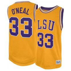 Shaquille O'Neal LSU Tigers Basketball Gold Alumni Jersey - All Stitched
