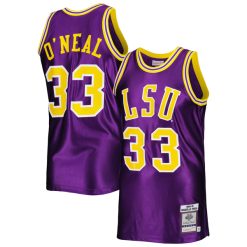 Shaquille O'Neal LSU Tigers Basketball Purple 1990-91 Throwback Jersey - All Stitched