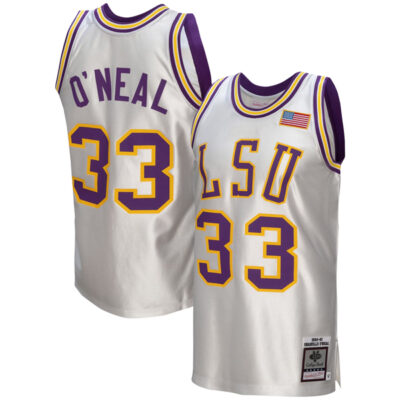 Shaquille O'Neal LSU Tigers Basketball White 1990-91 Throwback Jersey - All Stitched