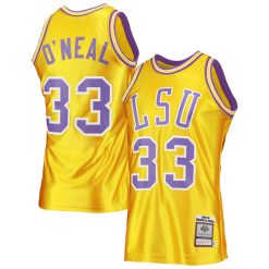 Shaquille O'Neal LSU Tigers Basketball Gold 1990-91 Throwback Jersey - All Stitched