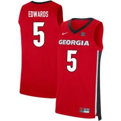 Anthony Edwards Georgia Bulldogs Basketball Red Game Jersey - All Stitched