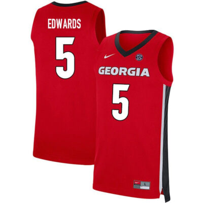Anthony Edwards Georgia Bulldogs Basketball Red Game Jersey - All Stitched