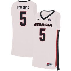 Anthony Edwards Georgia Bulldogs Basketball White Game Jersey - All Stitched
