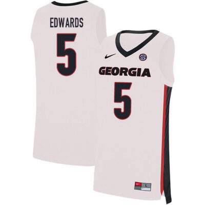Anthony Edwards Georgia Bulldogs Basketball White Game Jersey - All Stitched