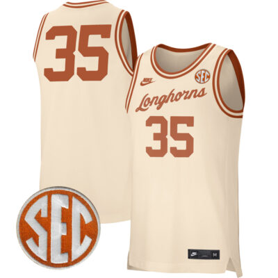 Kevin Durant Texas Longhorns Basketball Cream Retro Jersey w/ SEC Patch - All Stitched