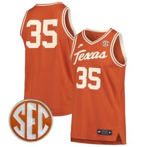 Kevin Durant Texas Longhorns Basketball Orange Retro Jersey w/ SEC Patch - All Stitched
