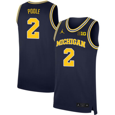 Jordan Poole Michigan Wolverines Basketball Navy Home Jersey w/ B1G Patch - All Stitched