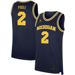 Jordan Poole Michigan Wolverines Basketball Navy Home Jersey - All Stitched
