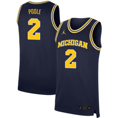 Jordan Poole Michigan Wolverines Basketball Navy Home Jersey - All Stitched
