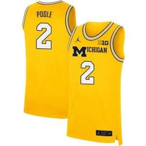Jordan Poole Michigan Wolverines Basketball Gold 2nd Alternate Jersey w/ B1G Patch - All Stitched