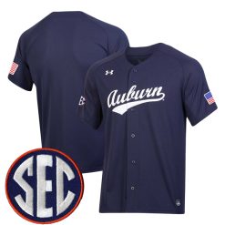 Auburn Tigers Baseball Navy Game Jersey - All Stitched