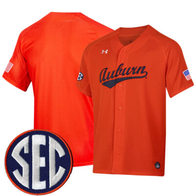 Auburn Tigers Baseball Orange Game Jersey w/ SEC Patch - All Stitched