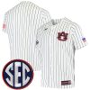 Auburn Tigers Baseball White Pinstripe Game Jersey - All Stitched