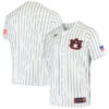 Auburn Tigers Baseball White Pinstripe Game Jersey - All Stitched