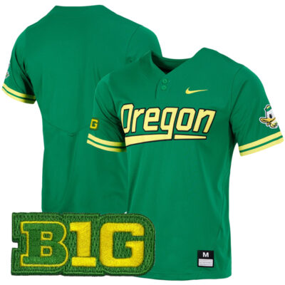 Oregon Ducks Baseball Green Two Button Jersey - All Stitched