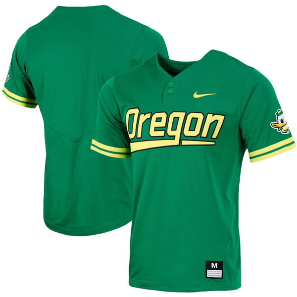 Oregon Ducks Baseball Green Two Button Jersey - All Stitched