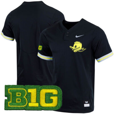 Oregon Ducks Baseball Black Two Button Jersey - All Stitched