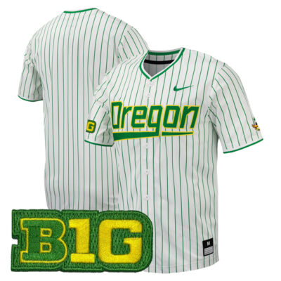 Oregon Ducks Baseball White Pinstripe Jersey - All Stitched