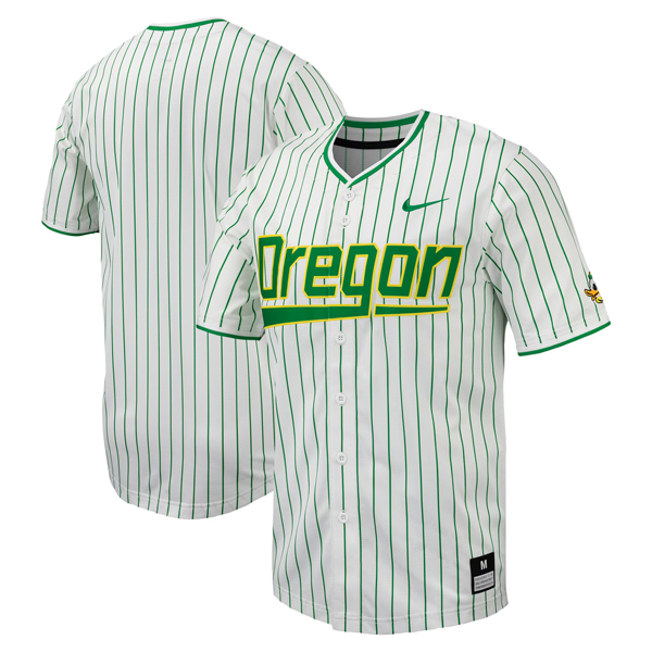 Oregon Ducks Baseball White Pinstripe Jersey - All Stitched