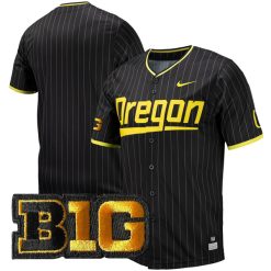 Oregon Ducks Baseball Black Pinstripe Jersey - All Stitched