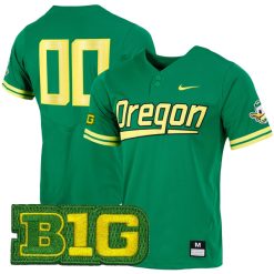 Custom Oregon Ducks Baseball Green Two Button Jersey - All Stitched