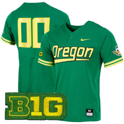 Custom Oregon Ducks Baseball Green Two Button Jersey - All Stitched